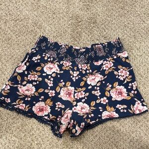 LC Lauren Conrad Navy and Pink Floral Shorts